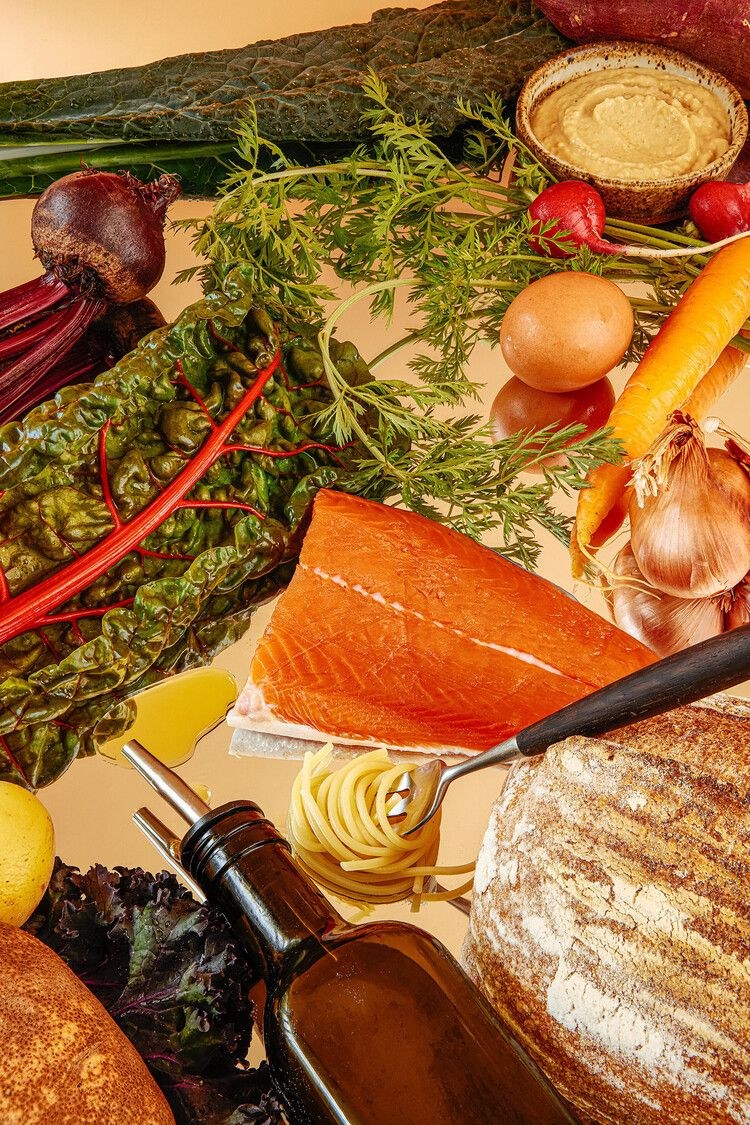 Whole ingredients laid out on a table