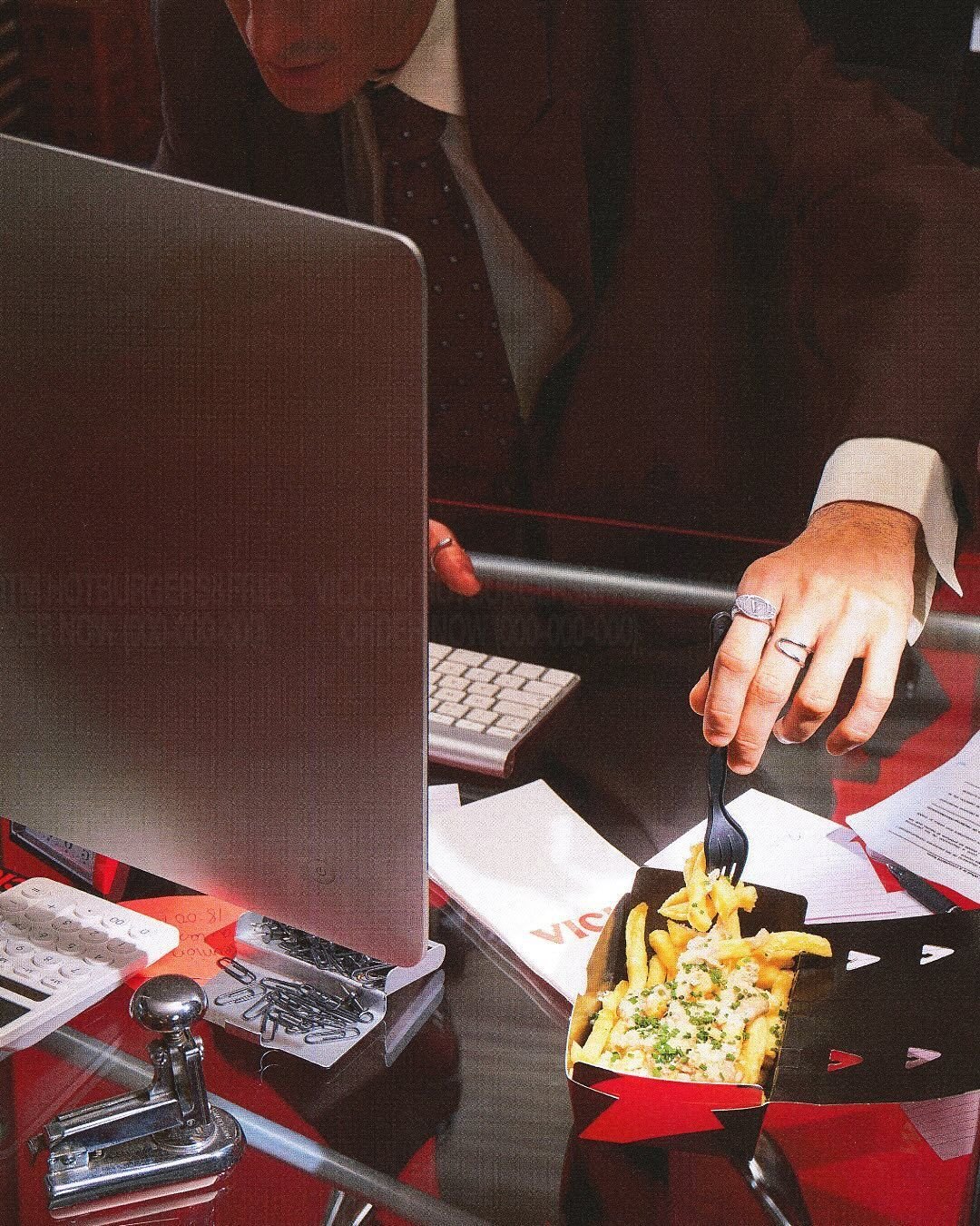 Lunch at the desk, mid-workday